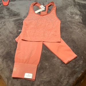 Pink workout set in peach